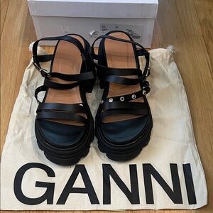 Ganni S1818 Strappy Lug Sole Sandals